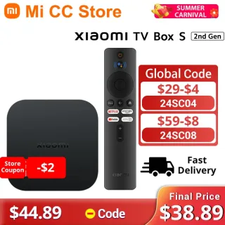 Xiaomi-mi tv box 2nd Gen versão global, 4k ultra hd, google tv, 2gb, 8gb, visão dolby, hdr10 +, assistente do google, smart mi box s player