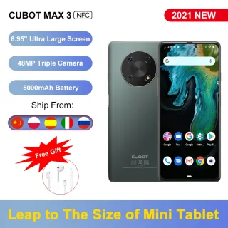 Cubot MAX 3 Smartphone 6,95 "tela cheia grande, câmera tripla de 48 MP, bateria maciça de 5000mAh, telefone Android 11, Suporte NFC do Google Pay, celular Dual SIM 4G, 4 GB de RAM, 64 GB ROM (256 GB estendido), GPS