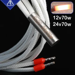 Mellow-peças para impressora 3d, tubo de aquecimento 6*20mm, 12v, 24v, 70w, aquecedor de cartucho de cerâmica, para mk8, cr10, ender 3, , v6, hotend, j-head