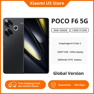 POCO-F6 5G Smartphone, Display AMOLED 120Hz, Sistema de Câmera 50MP, Carregamento Turbo OIS 90W, Snapdragon 8s Gen 3, Versão Global