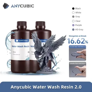 Resina de lavagem de água ANYCUBIC para impressora 3D LCD de alta precisão, baixo odor, baixa viscosidade, impressão 3D, fotopolímero padrão