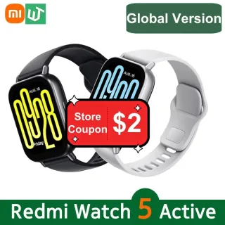 Versão global Xiaomi Redmi Watch 5 Active 2 '' Display de até 18 dias de vida útil da bateria mais de 140 modos de treino Chamadas Bluetooth 5ATM
