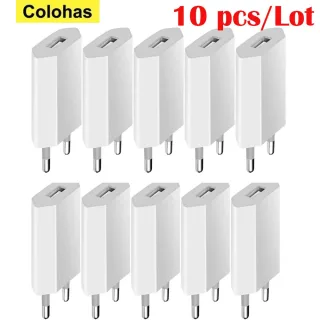 Adaptador de Energia USB para Smartphone, Carregador de Celular, Tomada Elétrica, Tomada EU, Correspondência Inteligente, Viagem, Smartphone, 10 Pcs, 5 Pcs