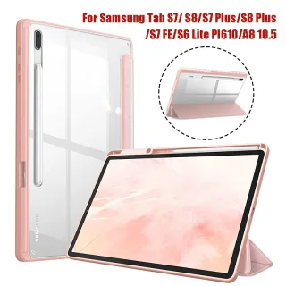 Para Samsung Galaxy Tab S8 S7 Plus FE 12,4 polegadas Caso Transparente Voltar Tablet Capa Para Tab S7 S8 11 "2020 Lápis Titular Casos