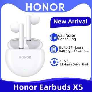 Honor-X5 TWS Bluetooth Earbuds com cancelamento de ruído, verdadeiro fone de ouvido sem fio, chamada, bateria 27 horas, honra 90