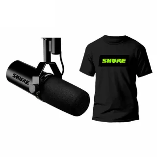 Kit Microfone SM7DB estúdio podcast + Camiseta Shure média SM7DB+T