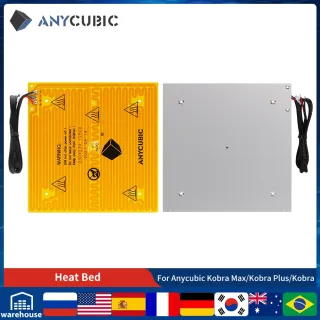 ANYCUBIC-3D Acessório Impressora, Ultrabase, Cama Aquecida, Plataforma, Cama de Calor, 4 Clipes, Compatível Para Kobra Max, Kobra Plus