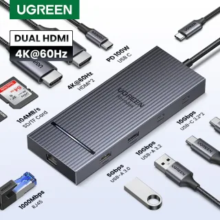 UGREEN USB C HUB 10 em 1 4K60Hz HDMI USB3.2 10Gbps PD100W RJ45 SDTF USB Splitter para laptop Macbook Pro Air iPad Docking Station