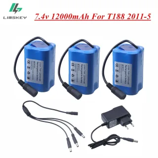 Bateria de 7.4v 12000mah com carregador usb para t188 t888 2011-5 v007 c18 h18 controle remoto rc isca de pesca barco peças de bateria sobressalente