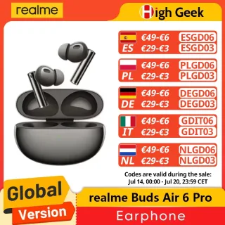 realme Buds Air 6 Pro Versão global Auscultadores sem fios com cancelamento de ruído ativo de 50dB e autonomia de até 40 horas