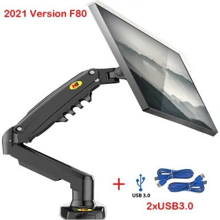 F80 LED LCD Monitor Mount Holder Braço, 17-30 ", suporte a gás ergonômico, flexível, carga 2-9kg, mesa de trabalho, gás Primavera