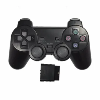 Controle de jogo transparente colorido para PS2, gamepad sem fio de 2.4GHz com vibração, compatível com Playstation 2
