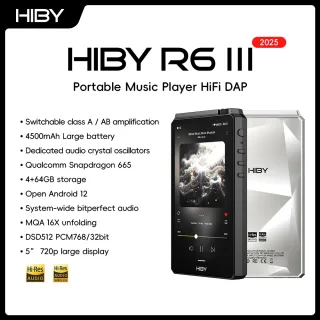 HiBy R6III 2025 / R6 Gen 3 Reprodutor de Música Android 12 MP3 USB DAC HIFI WiFi Bluetooth 5.0 CS43198 *4 MQA16x DSD512 PCM768 4500mAh