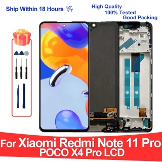 LCD Touch Screen Digitizer para Xiaomi Redmi Nota 11 Pro, Exibir Peças De Reposição, AMOLED, POCO X4, 6.67"