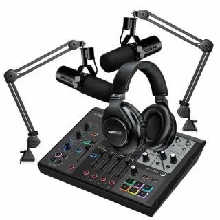 Kit 2 Microfones SM7DB estúdio + 2 Suportes e Mixer AG08B SM7DBX2+ARM1+AG08