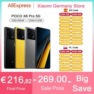 POCO-X6 Smartphone Pro 5G, Dimensão 8300, Ultra 6.67 "AMOLED, 1.5K Display, Câmera 64MP, Bateria 5000mAh, Carregamento 67W, Versão Global