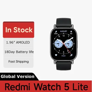 Versão global Redmi Watch 5 Lite Tela AMOLED de 1,96 '' Vida útil da bateria de 18 dias GNSS integrado 5ATM Bluetooth ® chamando