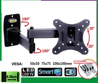 Full Motion LCD LED Monitor Titular, TV Montagem Na Parede, Suporte De Inclinação Giratória, Braço De Balanço, 10-26 ", EML602