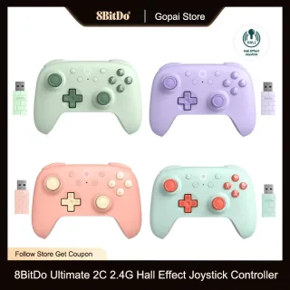 8BitDo Ultimate 2C Controlador de jogos sem fio Joystick de efeito Hall para PC, Windows 10, 11, Steam Deck, Raspberry Pi, Android