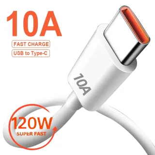 Cabo USB Tipo C para Celular, Fio de Carregamento Rápido, Cabo de Dados, Huawei P30, Xiaomi Realme, Samsung Poco x6, 10A, 120W