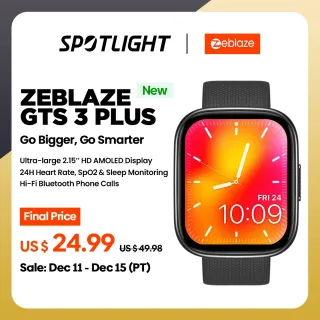 Zeblaze-Smartwatch GTS 3 Plus Ultra, Tela AMOLED 2.15 ", Bluetooth, Chamadas Telefônicas, Rastreamento de Saúde e Fitness, Novo