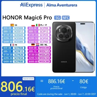 Honor-Magic6 Pro Smartphone, 5G, NFC, Snapdragon 8, Gen 3,180MP, Telefone Periférico, 5600mAh, Suporta Carregamento Sem Fio, Versão Global