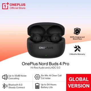 OnePlus Nord Buds 4 Pro Versão Global Fones de Ouvido Bluetooth 6.0 com Cancelamento de Ruído de 55dB até 54 Horas de Reprodução Fones Sem Fio
