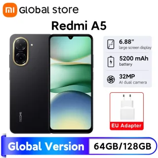Versão global xiaomi redmi a5 smartphone unisoc t7250 cpu 6.88 "display 5200mah bateria 15w carregamento rápido 32mp ai câmera dupla