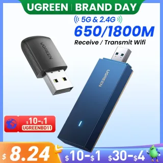 UGREEN Adaptador WiFi AC650 AX1800 WiFi6/5 5G & 2.4G USB Dongle Cartão WiFi para Desktop Laptop Antena Wi-fi USB Placa de rede Ethernet