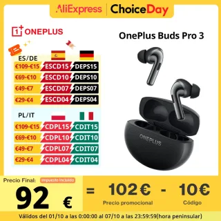 Versão global OnePlus Buds Pro 3 Auscultadores com cancelamento de ruído até 50dB Áudio espacial com seguimento da cabeça Auscultadores com áudio de alta resolução