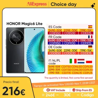 HONOR-Magic6 Lite 5G Smartphone, Celular Versão Global, 6,78 ", Anti-Drop, Display 120Hz, Câmeras Triplas 108MP, Andróide 13, Dual SIM