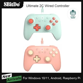 8BitDo Ultimate 2C Wired Gaming Controller, Gamepad com Efeito Hall, Joystick Tiggers, Windows e Acessórios para Android
