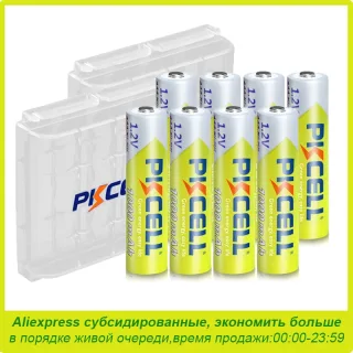 8pc pkcell aaa bateria 1.2v 1000mah ni-mh aaa baterias recarregáveis e 2pc caixa de bateria para relógio brinquedos lanterna