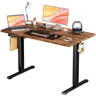 JHK Mesa de computador elétrica com altura ajustável, estação de trabalho ergonômica com estrutura de metal para escritório doméstico