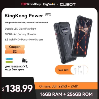 Cubot-KingKong Power, IP68 Impermeável, Robusto, Android 13, 8GB + 256GB, 10600mAh, Carregamento Rápido 33W, NFC, 6.5 ", FHD +, Versão Global