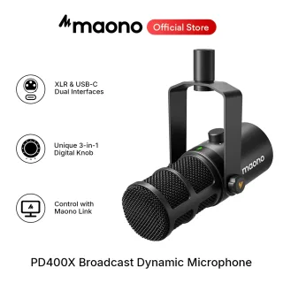 Microfone dinâmico profissional maono usb/xlr todo em metal com jack de fone de ouvido de ganho mudo de um toque e controle de volume para transmissão ao vivo Podcasting Youtube PD400X