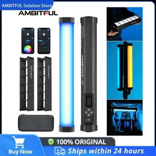 AMBITFUL A2 Kit-2 Tubo de luz RGB, CRI 95+ TLCI 97+, APP embutido + Grade de favo de mel Função magnética RGB LED Stick Kit de lâmpada dupla