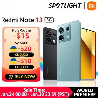 [Lançamento mundial] Versão global Xiaomi Redmi Note 13 5G NFC 108MP Câmera 6nm Dimensity 6080 Smartphone 33W de Carregamento rápido 120Hz AMOLED Tela