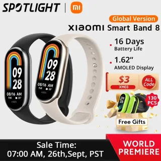 Pulseira Inteligente Xiaomi-Band 8, AMOLED, Bateria Ultra Longa, 16 Dias, Mais de 150 Modos Esportivos, Versão Global, Estreia Mundial