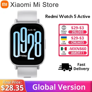 Versão global Xiaomi Redmi Watch 5 Active 2 '' Display de até 18 dias de vida útil da bateria mais de 140 modos de treino Bluetooth chamando 5ATM