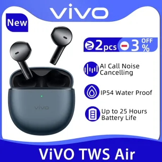 Fone de ouvido sem fio Vivo com cancelamento de ruído AI, TWS Air, Bluetooth 5.2, microfone duplo, 25 duração da bateria, 14,2mm, X80 Pro