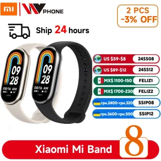Xiaomi-Mi Band 8, Oxigênio no Sangue, Tela AMOLED 1.62 ", SmartBracelet, 7 Cores, Bateria de Longa Duração, Modos Esportivos 150 +