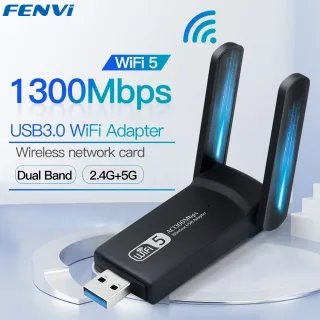 Adaptador Wi-Fi de banda dupla sem fio, Antena Dongle, Placa de rede Ethernet, Receptor para PC, USB 3.0, 2.4G, 5Ghz, 1300Mbps