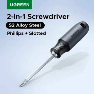 UGREEN 2 em 1 chave de fenda com fenda Phillips 6mm S2 conjunto portátil de liga de aço para ferramentas de reparo diário magnético 100mm