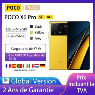 POCO X6 Pro 5G Smart Phones, NFC, 120Hz, 64MP Câmera Tripla com OIS , carregamento de 67W, 5000mAh, Garantia Local, Versão Global