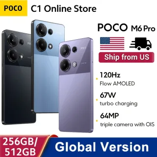 POCO-M6 Smartphone Pro, Versão Global, MTK Helio G99, Câmera Ultra 64MP, Bateria 5000mAh, Display AMOLED 120Hz, Carregamento Turbo 67W