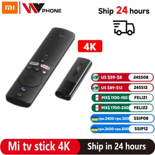 Xiaomi-Mi TV Stick, 4K, Android TV 11, HDR Quad Core, Streaming Media Portátil, 2GB de RAM, 8GB ROM, Bluetooth 5.0, Wi-Fi, Assistente do Google