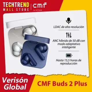 Versão global dos auscultadores sem fios CMF Buds 2 Plus 12mm LCP Driver 50dB Híbrido ANC Hi-Res LDAC IP55 Resistência à água e ao pó