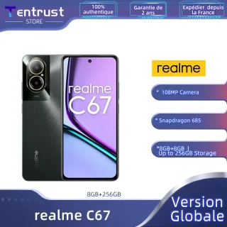 Realme-C67 Celular Versão Global, Câmera Principal de 108MP, Snapdragon 685, Display 6.72 ", Carga SuperVOOC de 33W, Bateria 5000mAh, 67