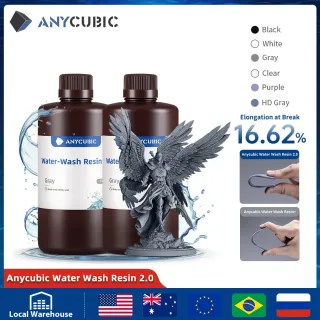 ANYCUBIC, 2 peças/lote de resina lavável com água de 405nm para impressora 3D LCD. Resina fotopolimérica líquida, material de impressão 3D, 1kg/garrafa
